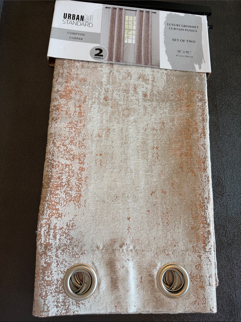 Urban Standard Compton Copper Jacquard Grommet Curtain Panels - Set of 2 38X96